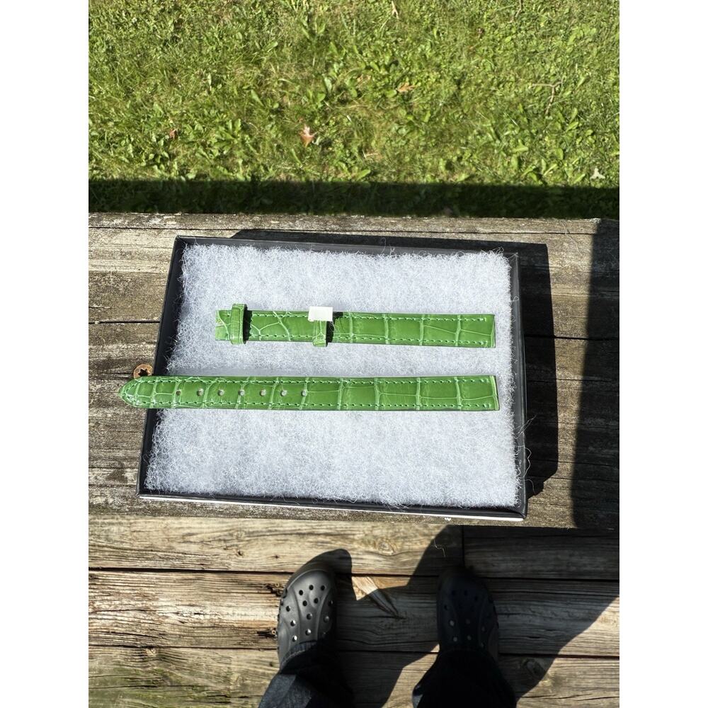 NEW AUTHENTIC CARTIER Green LEATHER STRAP BAND 13mm X 12mm Alligator Grain